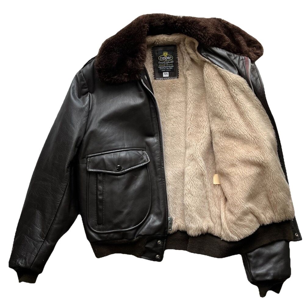 Vintage Cooper G-1 Flight Leather Jacket Bomber Classic Aviator Military USA 44